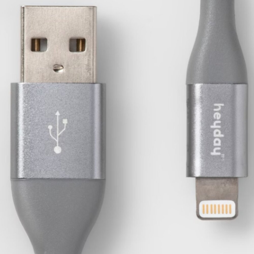 4' Lighting to USB-A Round Cable - heyday Gray/Silver